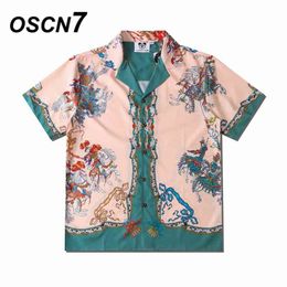 OSCN7 Casual Gedrukt Korte Mouw Shirt Mannen Street Hawaii Beach Oversize Damesmode Harujuku Shirts voor CSD60 210809
