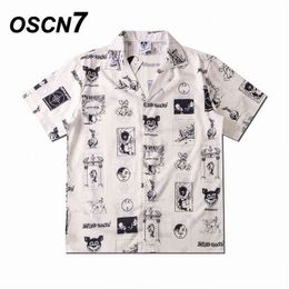 OSCN7 Casual Street Gedrukt Korte Mouw Heren Mannen 2021 Hawaii Beach Oversize Damesmode Harujuku Shirts voor Mannen C6 G0105