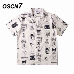 OSCN7 Casual Street Printed camisa de manga corta para hombres 2021 Hawaii Beach Oversize mujeres moda Harujuku camisas para hombres C6 G0105