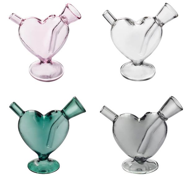 Osgree Fumeur Accessoire Clair Vert Rose Coeur Mini barboteur émoussé verre eau bong tuyau Outil Narguilé cigarette accessoire