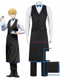 Oshi NO KO Anime Akua Hoshino Cosplay Costume Perruque Aqua Serveur Uniforme Noir Apr Chemise Pantalon Noeud Papillon Halen Noël t0ne #