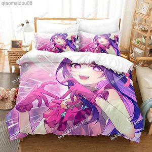 Oshi no ko ensemble de literie dessin animé Anime ensemble de trois pièces adulte enfant chambre housse de couette ensembles 3D Kawaii filles colcha de verano cama L230704