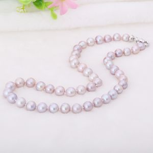 OSHUER haute qualité 8-9mm Lt Violet Baroque naturel blanc collier de perles d'eau douce choix cadeau pour les femmes bijoux