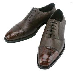 Avestruz Eyugaoduannanxie Vestido Piel Zapatos Cuero Manual Negocios Hombres Suela Real 60099