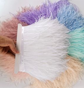 Struisvogelveren lint franje voor handwerken 6M 8-15CM DIY Feather trim Doek Riem voor tas trouwjurk kleding decoratie 0614