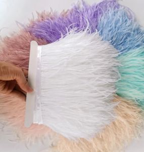 Struisvogelveren lint franje voor handwerken 6M 8-15CM DIY Feather trim Doek Riem voor tas trouwjurk kleding decoratie BJ