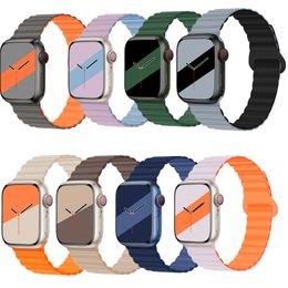 Mode magnetische siliconenband voor Apple Watch -serie Ultra 41 45 49mm Iwatch/8/7/6/5/4/3/SE -riem 40 44 42 mm Watch -accessoires