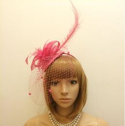 Chapeau de couleur de cheveux d'autruche pour femme, chapeau de style ancien anglais, chapeau de fête, coiffure de mariée, livraison gratuite HT23