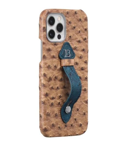 Étuis à dragonne à motif d'autruche pour iPhone 13 11 12 Pro XS Max XR Designer Support de téléphone de luxe Housse de protection Antifall Shockp5969511