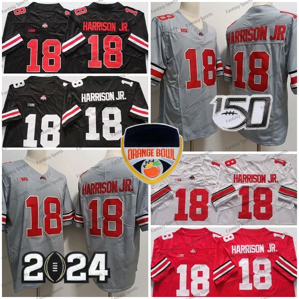 OSU Harrison Camiseta de fútbol roja Marvin White # 18 Marvin Harrison Jr. Camisetas cosidas de fútbol Hombres Universidad Melocotón Naranja