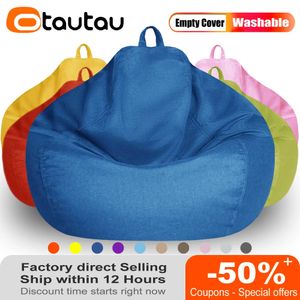 OTAUTAU grande housse de Pouf en lin de coton sans remplissage siège d'angle paresseux Pouf chaise Pouf Salon Ottoman bouffée chaise longue Sac DD002 240116