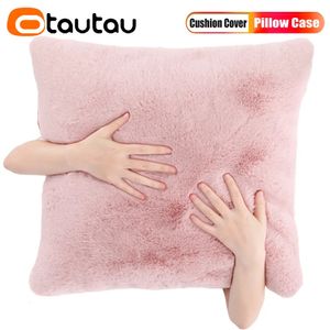 OTAUTAU Top Zachte Fuffy Faux Konijnenbont Sierkussen Case Slaapbank Kussen Kussens Cover Geen Vulmiddel Baby Huisdier Bed ZT2TM1T 240106