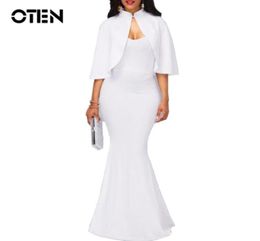 Oten 2020 Vestido de Festa Sexy Femmes Elegant 2 Piece Long Night Party Robes Fashion Femme Cloak Mémaid Wedding Maxi Robe Y1652320