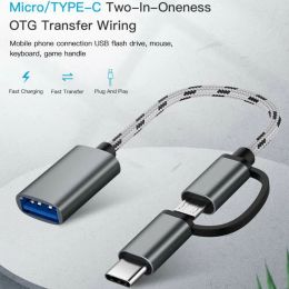OTG Cable tipo C al adaptador USB OTG Micro USB 3.0 2 en 1 Converter USB Type-C Socket para el teléfono de la impresora Android