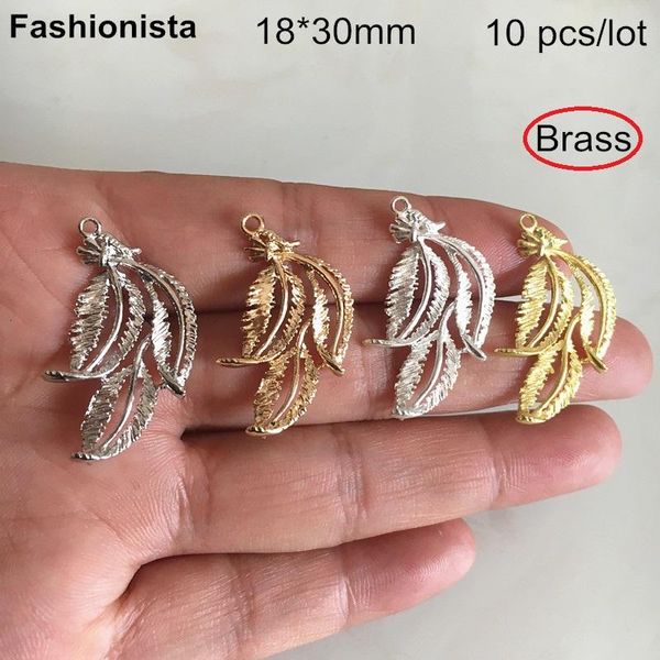 Otras 10 pcs 18*30 mm Casting de láminas Folletos Filigree Filigree Charms para joyas que hacen oro/plata color de acero de acero hoja de metal