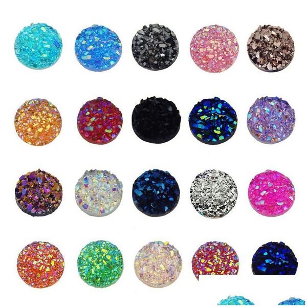 Autres 1000 Pcs 10 Mm Flatback Résine Druzy Cabochons Ronds Camée Pour Charmes Pendentif Bracelet Bijoux Bricolage Faire Des Résultats D'accessoires Drop Dhfds