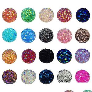 Autres 1000 pièces 12mm résine à dos plat Druzy rond cabochons camée pour breloques pendentif bracelet bijoux bricolage fabrication accessoire résultats goutte Y4