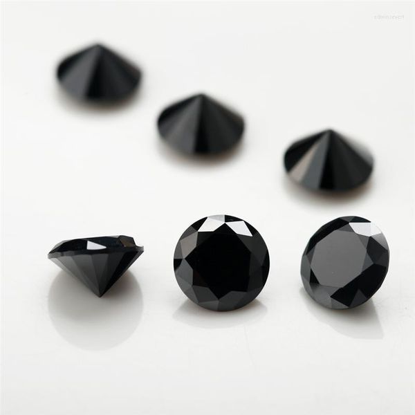 Otro 100 unids/lote 0,8mm-3,5mm piedra CZ suelta redonda Color negro Zirconia cúbica gemas sintéticas para joyería DIY BeadsOther OtherOther Edwi22