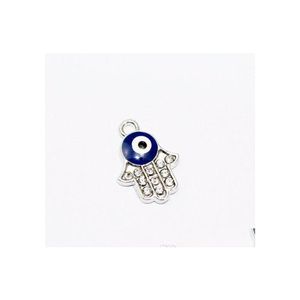 Otro 100 Unids / lote Evil Blue Eye Fátima Hamsa Mano Esmalte Encantos Para Diy Pulsera Brazaletes Fabricación de Joyas Crystal Charm Drop Delivery F Dhwao