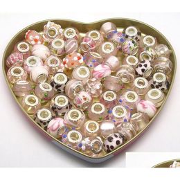 Autres 100pcs mélangées perles de verre de murano rose mélangées pour la fabrication de bijoux en vrac charme bricolage bracelet européen entier en BK Low259M Drop de Dh3Un