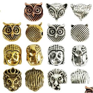 Andere 10 -stcs/tas Antiek goud Sier Owl Lion Boeddha hoofd Spacer kralen Diy armbanden ketting voor sieraden maken accessoires Dr. Dhgarden Dh93k