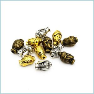 Autre 10pcs / lot mode antique sier goldcolor plaqué alliage tête de bouddha charme perles bijoux accessoires ajustement brin bracelets drop de dhms4