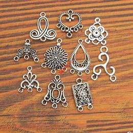 Autre 10 Pcs Mixte Antique Sier Plaqué Connecteur Charmes Pendentifs Pour Bracelet Fabrication De Bijoux Accessoires Artisanat Bricolage À La Main F Dhgarden Dhhv3