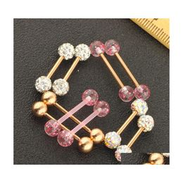 Otros 10pcs/paquete de joyas perforantes anillo de pez￳n de barra industrial Bola de cristal de la lengua Nariz de la oreja del labor