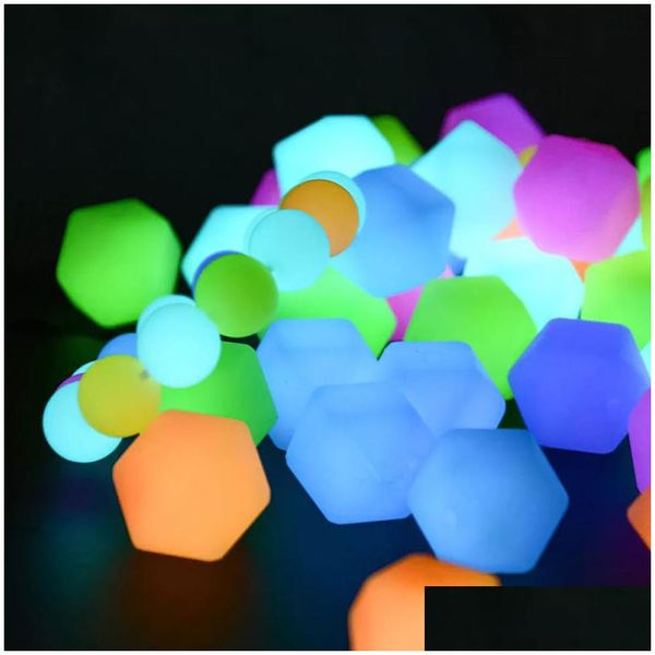 Autres perles lumineuses en vrac de 14 mm brillent dans l'hexagone sombre Sile fluorescent accessoire de bricolage pour bébé chaîne de sucette pour bébé dentition Dhgarden Dhleq