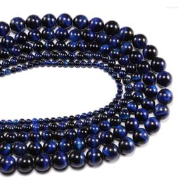 Other 1 brin/lot pierre naturelle bleu Lapis Lazuli oeil de tigre Agat perles rondes en vrac matériel de bracelet à bricoler soi-même pour la fabrication de bijoux Edwi22