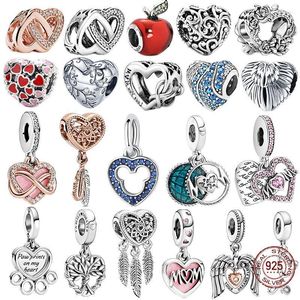 Otro 2022 Top Sale Silver 925 Family Heart Friendship Mom Charms Fit Original Pan Bracelet for Women Jewelry haciendo regalo Rita22