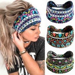 Other 2023 Boho fleur imprimé large bandeaux Vintage noeud élastique Turban bandeau pour femmes filles coton doux Bandana cheveux accessoires 230919