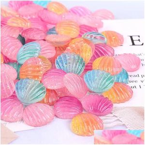 Otros 20 Unids Lindo Kawaii Mticolor Plateado Perla Componentes Conchas Parte Posterior Plana Resina Concha Para Diy Joyería Hecha A Mano Decoración Artesanal Dhnrt