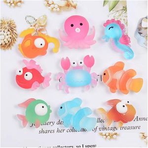 Autres 20 pièces composants en résine poisson mélangé hippocampe crabe pieuvre breloques animaux marins pendentifs fabrication de bijoux accessoire décoration goutte Dhxec