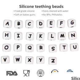 Otras 26 letras/set Beads Sile BPA Diy suelto para el collar de dentición y el chupete de chupete de alimentos ABC Letters Drop entrega Joyería Dhshh