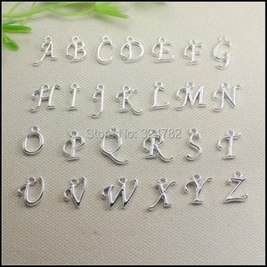 Andere 260 stks verzilverde metalen alfabetbrief / az letters Charms Europese kralen voor kettingen sieraden maken