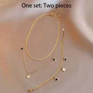 Autre 316L chaîne multicouche en acier inoxydable étoile charme collier bracelet pour femmes nouvelle tendance ensemble de bijoux filles cadeaux de fête L24313