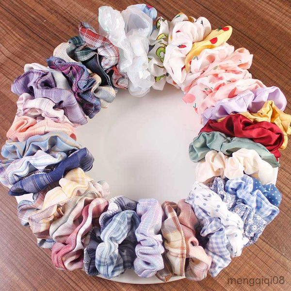 Otro 41 unids/set Scrunchies con estampado a cuadros para mujeres niñas lindos lazos elásticos para el cabello bandas diadema accesorios de goma sombreros R230608