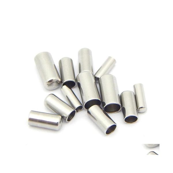 Autres 50Pcs 2/3/4 / 5Mm Capuchons En Acier Inoxydable À Sertir Cordon En Cuir Fil En Métal Embout À Sertir Fermoirs Pour La Fabrication De Bijoux Composants Diy 7 T Dhjft