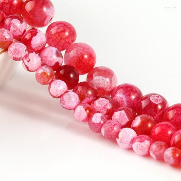 Autres 6 8 10 mm pierre naturelle rouge feu dragon veines agates perles rondes en vrac pour la fabrication de bijoux bracelets à faire soi-même accessoires 15