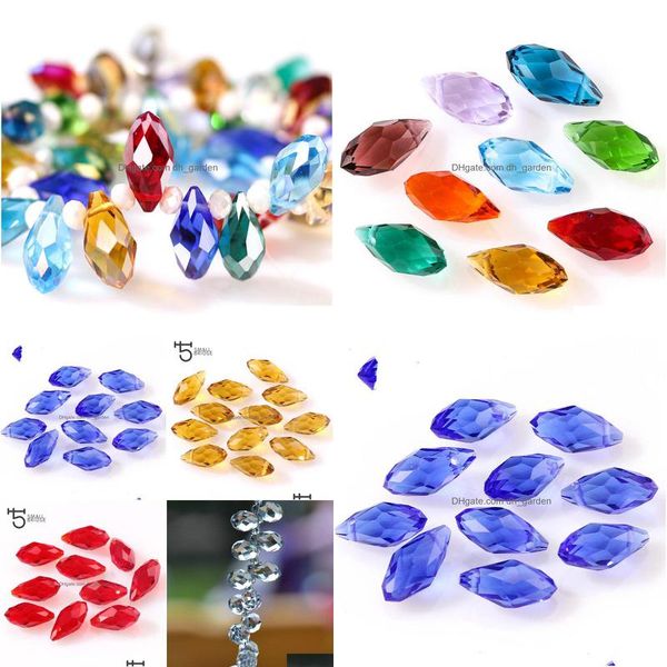 Otras cuentas de cristal checas facetadas ovaladas claras de 6x12 mm con agujero Briolette Lágrima de vidrio transparente para hacer joyas DIY Dhgarden Dhtsn