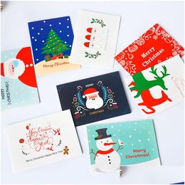 Andere 8 pc's/lot kerstkaart Snowman Santa Claus groet met envelop mini Bedankt nieuwjaar cadeaubonnen drop levering sieraden p dhyqh
