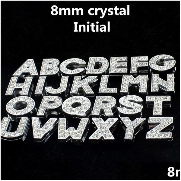 Autres 8Mm 26 Lettres Az Initiale Charmes Pendentifs Fabrication De Bijoux Accessrioes Diy Cristal Strass Anglais Lettre Bracelet Collier D Dhdsp