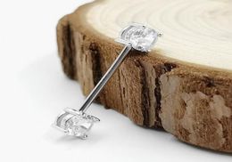 Autre anneau de téton en argent sterling 925 face avant avec double barre CZ 18G1416mm2778568