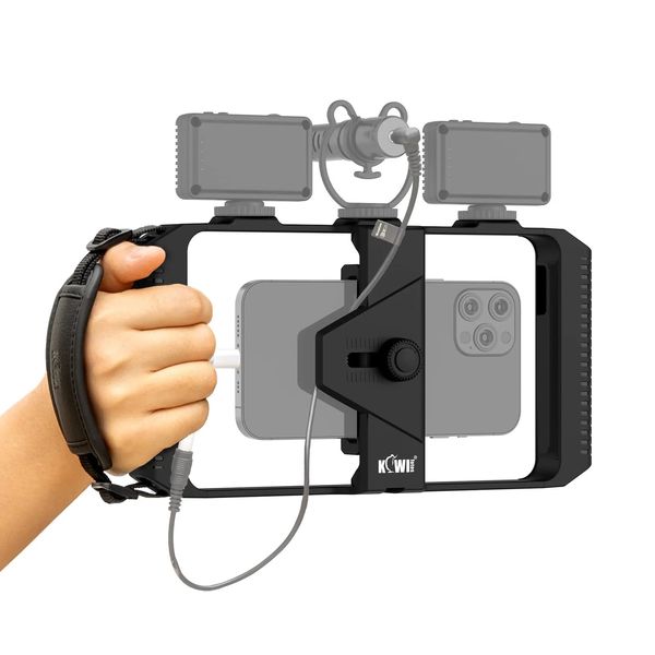 Otros accesorios A V Smartphone Video Rig Estabilizador de teléfono móvil Montaje en trípode de mano Empuñadura de mano Filmación Vlog Estuche de disparo para iPhone Android 231216