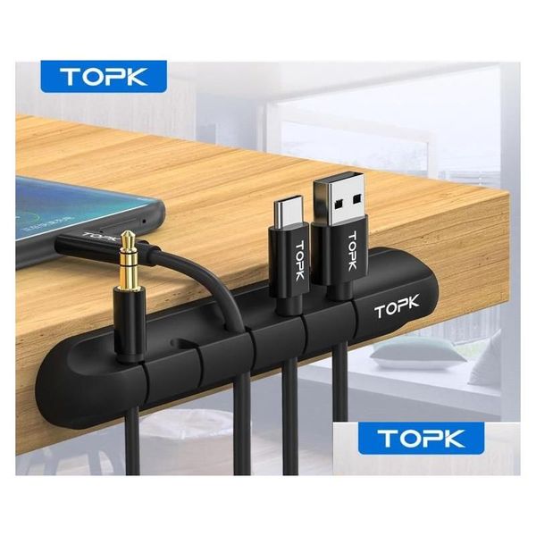 Otros accesorios de A/V Topk Organizador SILE USB USB Desktop Tidy Management Clips para el organizador de alambre de auriculares de ratón 8527462 DR DHDOC