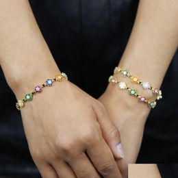 Otros accesorios Beautif Mti Flower Gemstones Pulsera con Rainbow Cz Mujeres pavimentadas Bodería de boda Bk Estilos Bk Drop entrega DHB6V