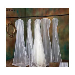 Andere accessoires Bridale transparante tle trouwjurk stof er met sidezipper voor huiskledingkleding jurk opslagkledingtas p dhopa