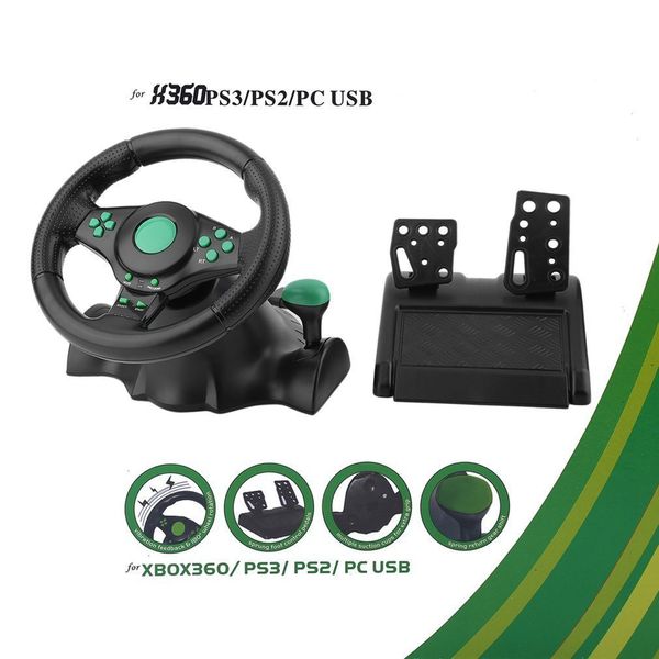 Autres accessoires Volant de jeu avec pédales de course vibrantes pour XBOX 360 pour PS2 pour PC Volant de voiture USB 230718