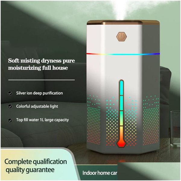 Otros aparatos de aire acondicionado Nuevo y de alta calidad 1000 ml 7 colores LED Difusor de aromaterapia para humidificador silencioso Interior Hom DHXPC